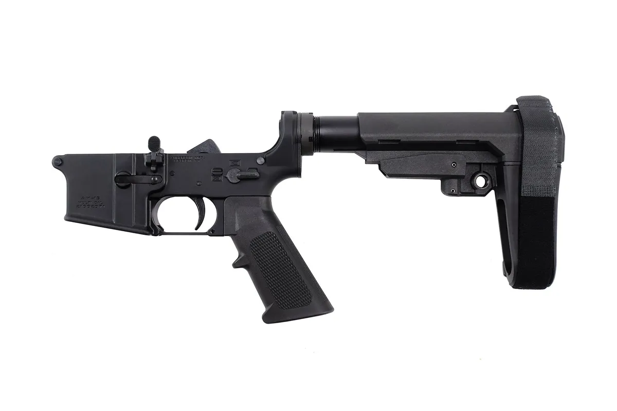 Anderson Manufacturing Anderson No Logo Complete Lower Receiver w/ SBA3 Brace - Lower Receiver for AR-15, vista 1