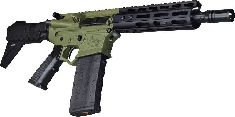 American Tactical ATI Omni Maxx Hybrid AR-15 Pistol, .223/5.56 Nato, 7.5" Barrel, 7" M-LOK Rail W/ Blade Pistol Brace and 30 Round Mag - Battlefield Green - Complete Rifle - view 1