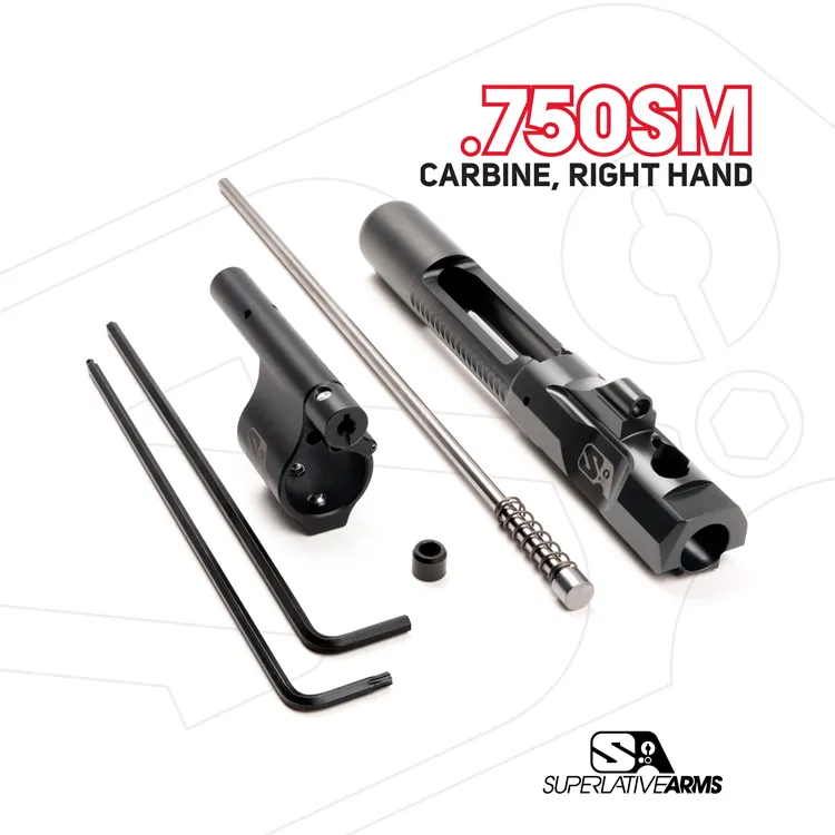 B Kings Firearms Superlative Arms AR-15 Piston System / .750” Solid, Set Screw Gas Block / Right Hand, Full-Auto, Dark DLC Carrier / Carbine Length - Gas Block for AR-15 - view 1