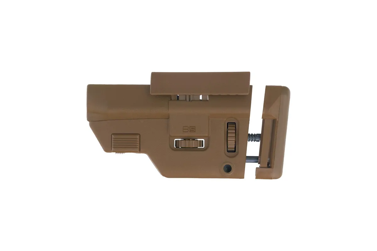 B5 Systems Collapsible Precision Stock, Coyote Brown, Medium Length Cheek Riser - Stock & Brace for AR-15, vista 2