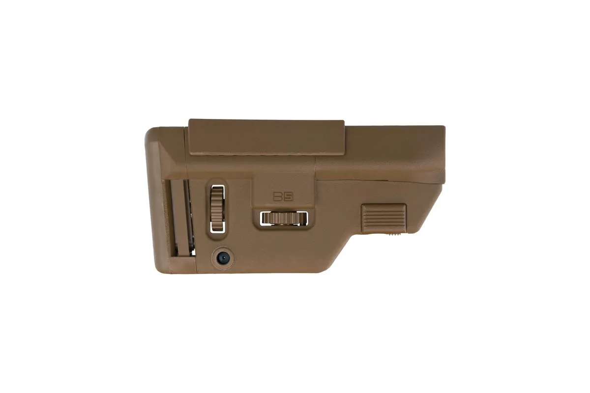 B5 Systems Collapsible Precision Stock, Coyote Brown, Medium Length Cheek Riser - Stock & Brace for AR-15, vista 3