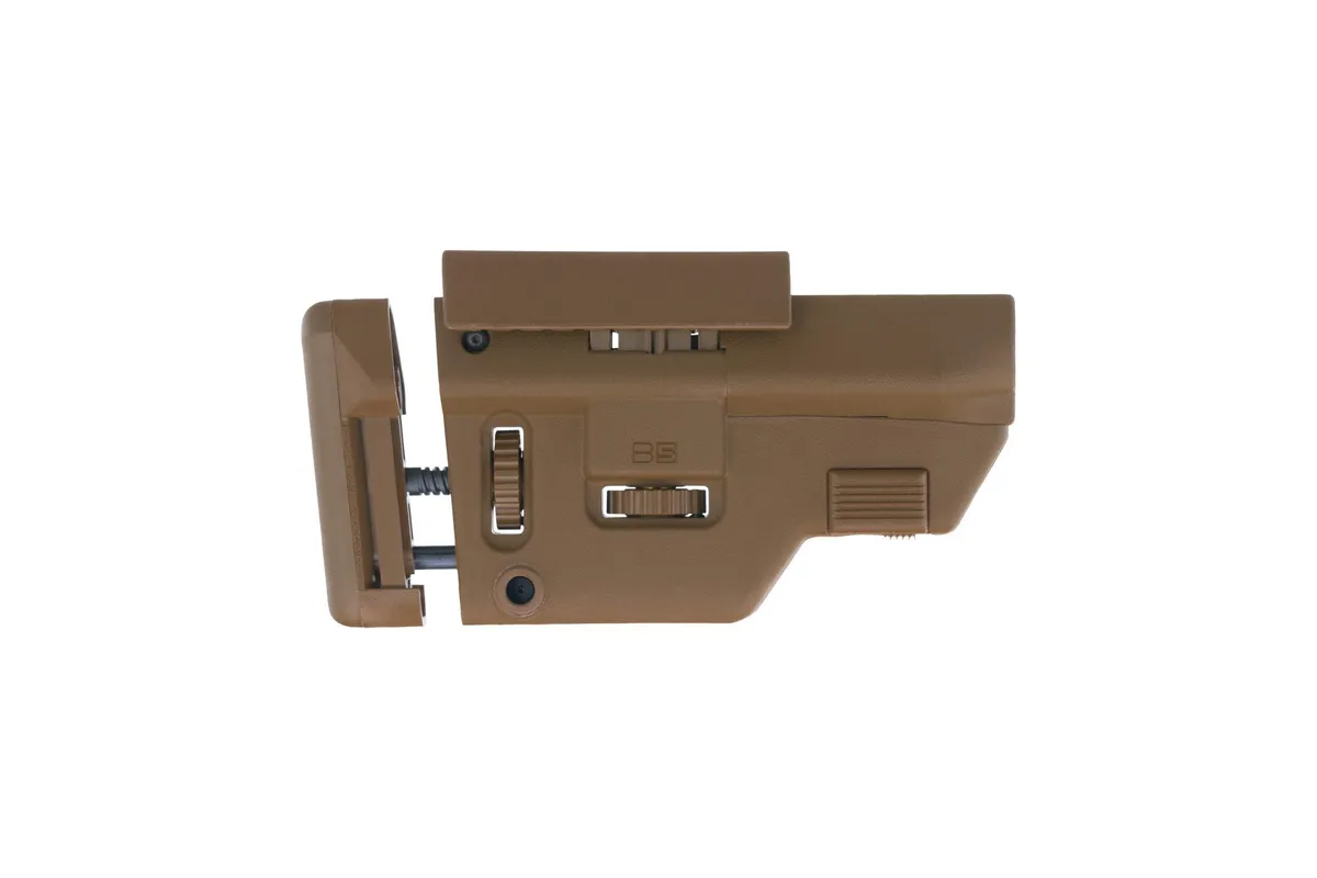 B5 Systems Collapsible Precision Stock, Coyote Brown, Medium Length Cheek Riser - Stock & Brace for AR-15, vista 4