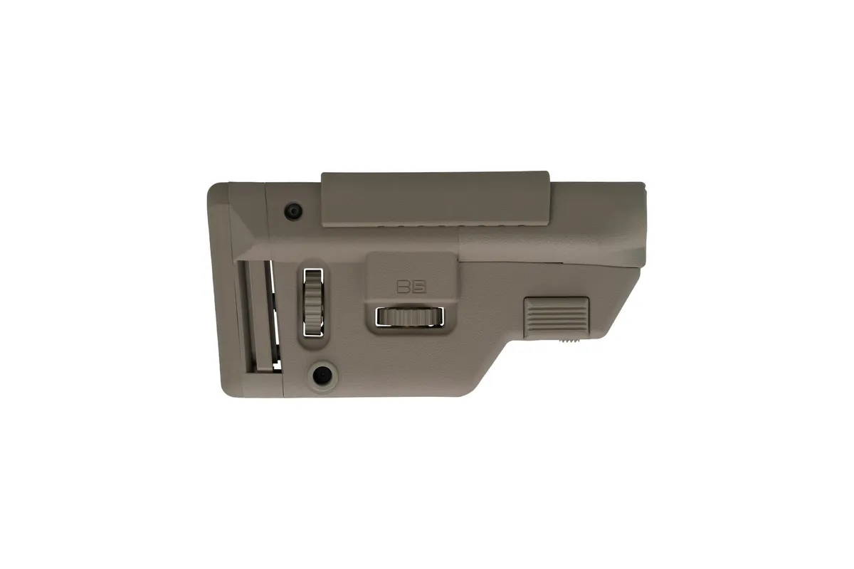 B5 Systems Collapsible Precision Stock, Flat Dark Earth, Long Length Cheek Riser - Stock & Brace for AR-15, vista 2
