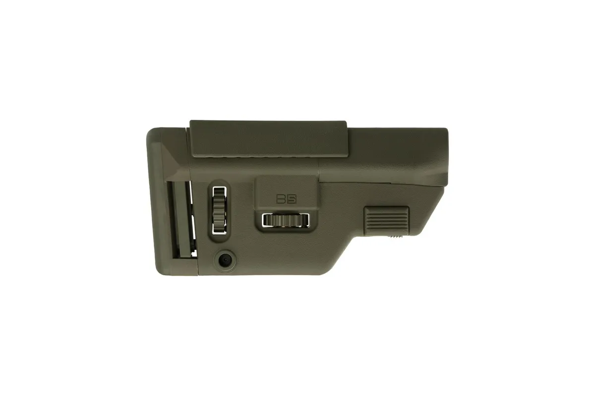 B5 Systems Collapsible Precision Stock, OD Green, Medium Length Cheek Riser - Stock & Brace for AR-15, vista 2