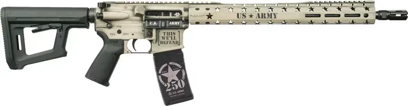 Black Rain Ordnance Spec15 Army 250th Custom BRO-ARMY250-LSB Rifle, 5.56 NATO/.223 Rem, 16" Barrel, 30rd, Semi-Auto, Light Sand Battleworn, Custom Lasered Special Edition. - Complete Rifle - view 1