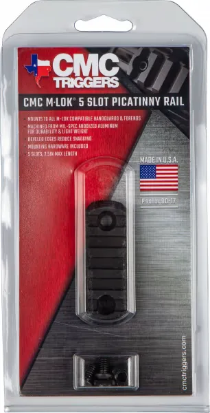 CMC Triggers CMC M-LOK Picatinny Rail Section 5 Slot, Black - 81722 - Handguard Mount, vista 1