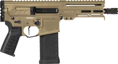 CMMG 54AA847-CT Dissent 5.7x28mm 32+1 6.50", Coyote Tan Cerakote Rec, OEM Grip, Picatinny Buffer Adapter - Complete Rifle, vista 1