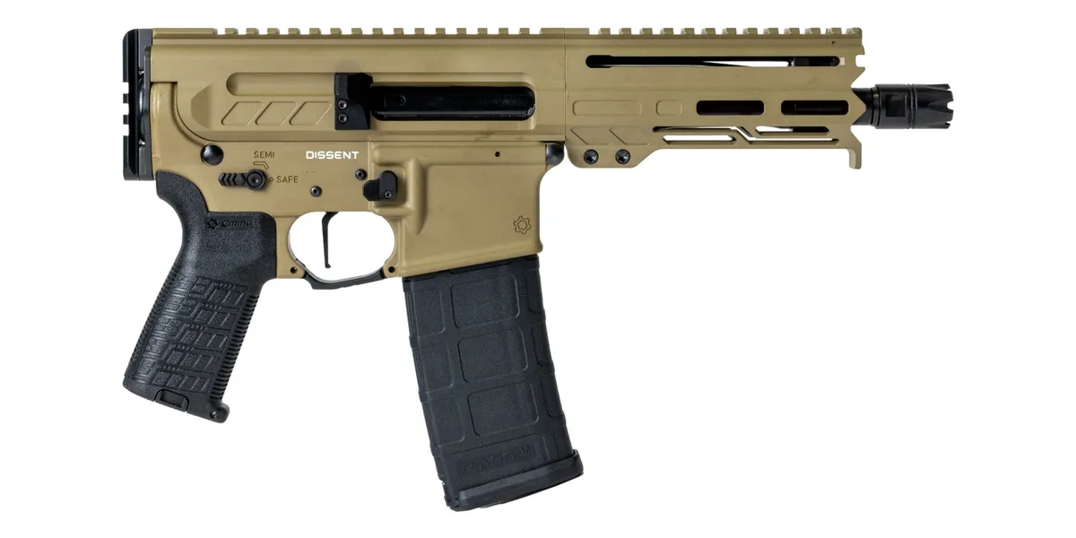 CMMG Dissent AR-15 Pistol Mk4 5.56 6.5", Coyote Tan - 55A938F-CT - Complete Rifle, vista 1