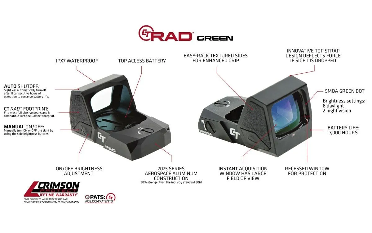 Crimson Trace RAD Open Reflex Sight for Full Frame Pistols, Green - 01-01890 - Optic - view 4