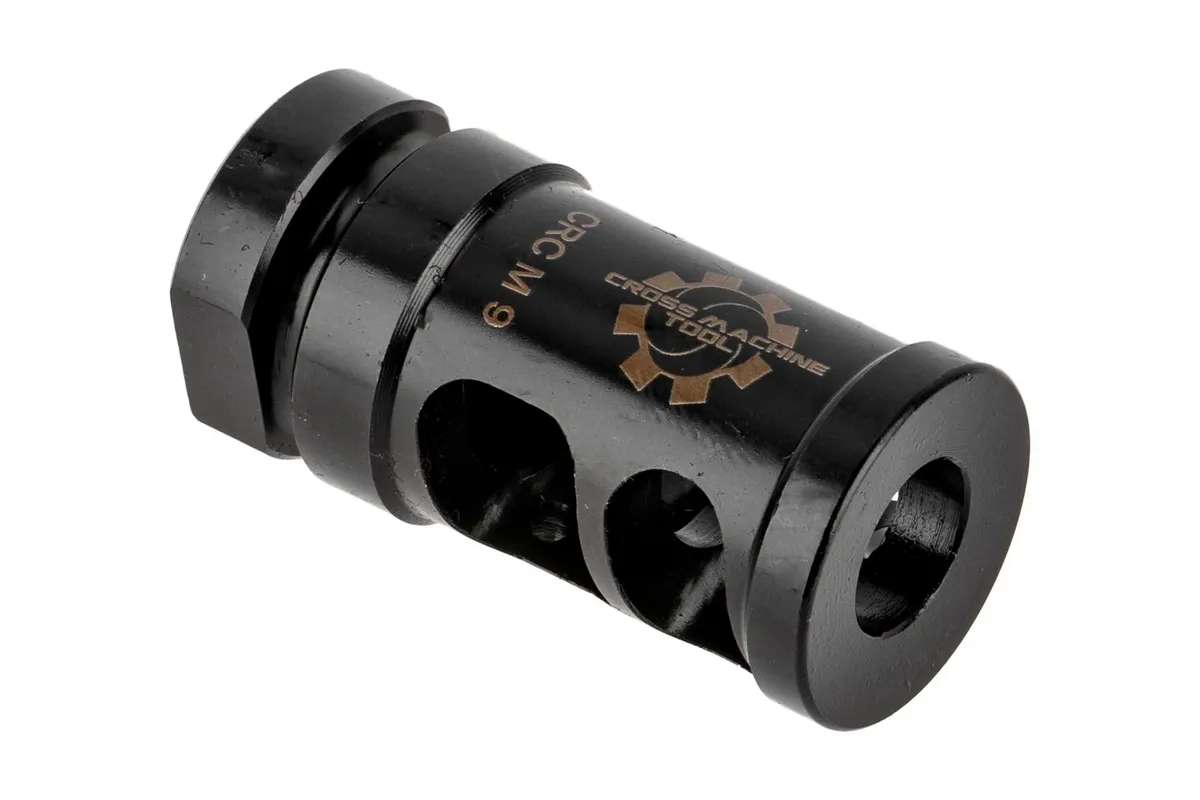 Cross Machine Tool 9mm Mini Combat Recoil Compensator - 1/2x28 - Muzzle Device for AR-15, vista 1