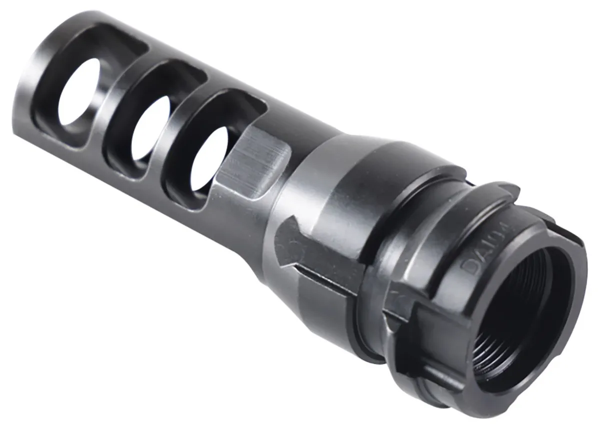 Dead Air KeyMount 2.6" Muzzle Brake, 5/8"-24 tpi, Black Steel - DA102 - Muzzle Device for AR-15, vista 1