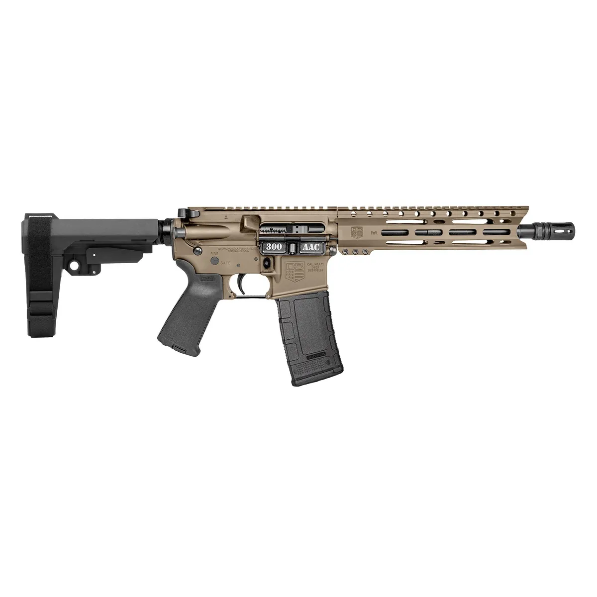 Diamondback Firearms DB-15 300 BLK AR-15 Pistol with SBA3 Brace - 10" - FDE - Complete Rifle - view 1