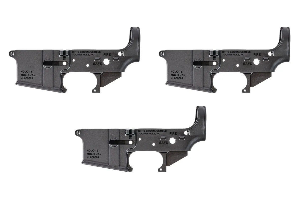 Dirty Bird NOLO AR-15 Stripped Forged Lower Receiver - 3 Pack - Lower Receiver for AR-15, vista 1