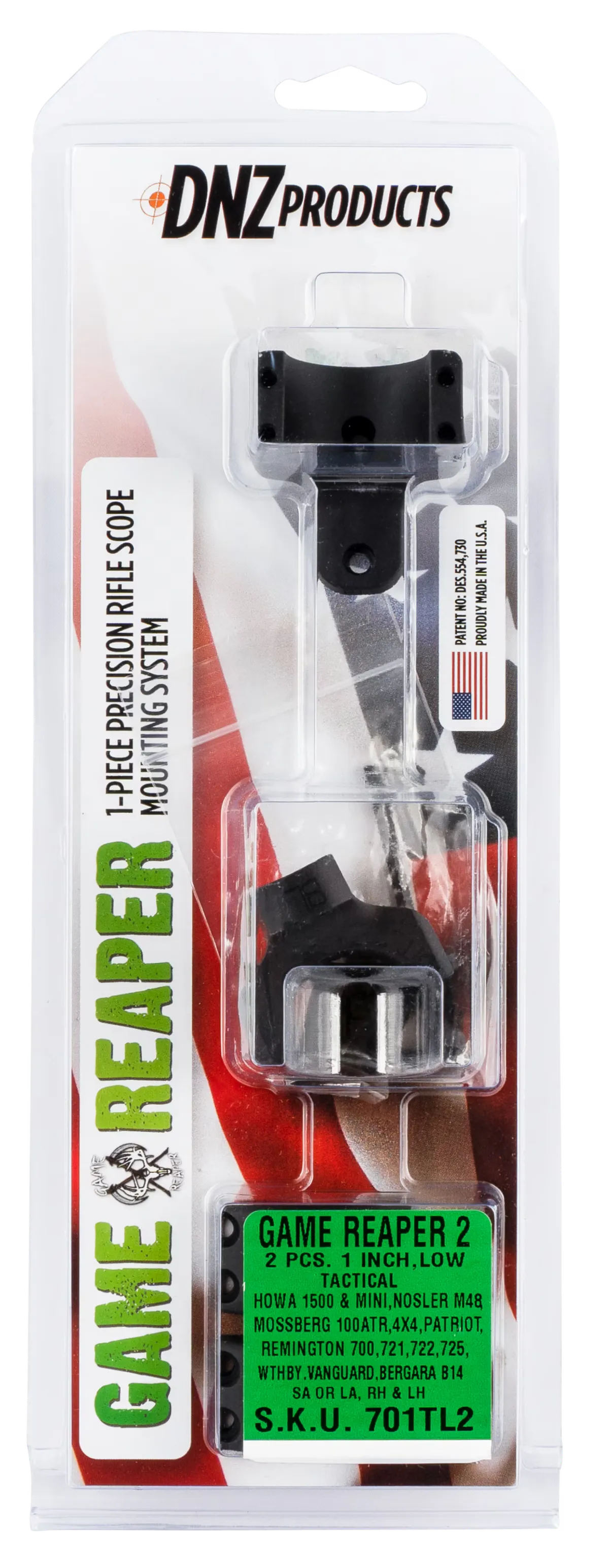 DNZ Game Reaper-2 Low Scope Mount and Ring Combo 1" Tube 0.98" To Receiver - 701TL2 - Optic Mount, vista 1