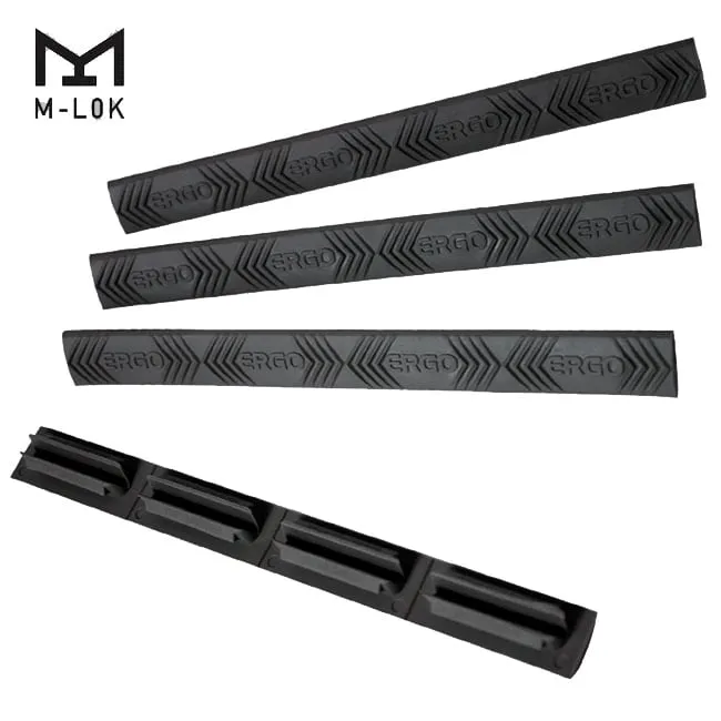 Ergo 4-Slot M-LOK WedgeLok M-LOK Logo Rail Cover 4PK Black 4332-4PK-BK-B - Handguard for AR-15, vista 1