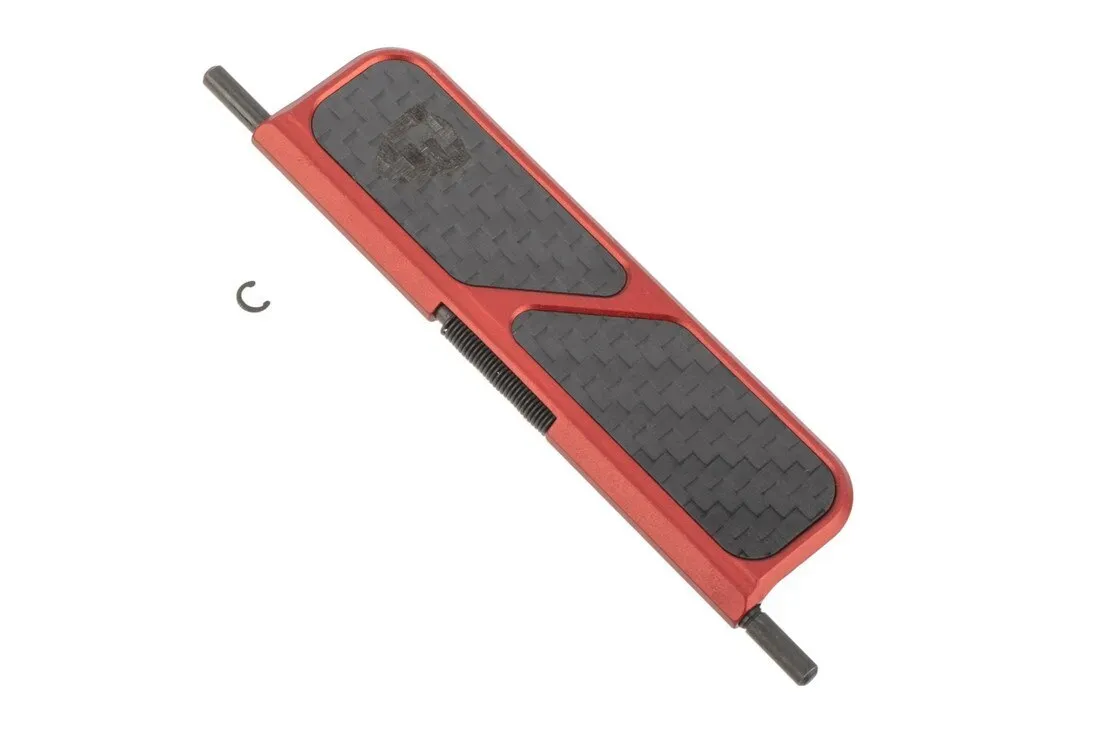 Fortis Manufacturing Fortis Billet Dust Cover - Carbon Fiber - Red - Dust Cover for AR-15, vista 1