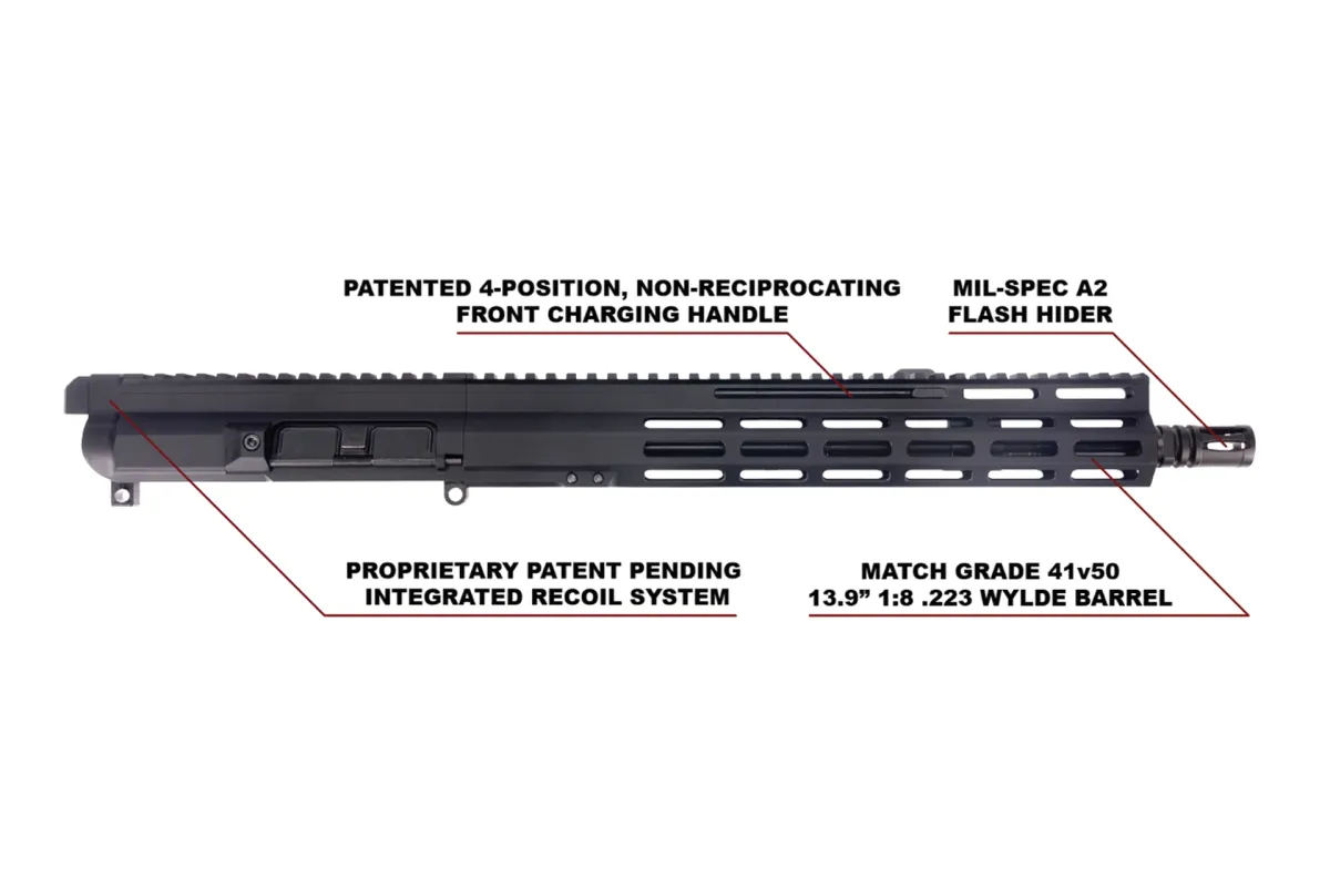 Foxtrot Mike Products Foxtrot Mike FM-15 GEN 2 13.9" Front Charging .223 Wylde Midlength AR-15 Complete Upper - Upper Receiver for AR-15 - view 2
