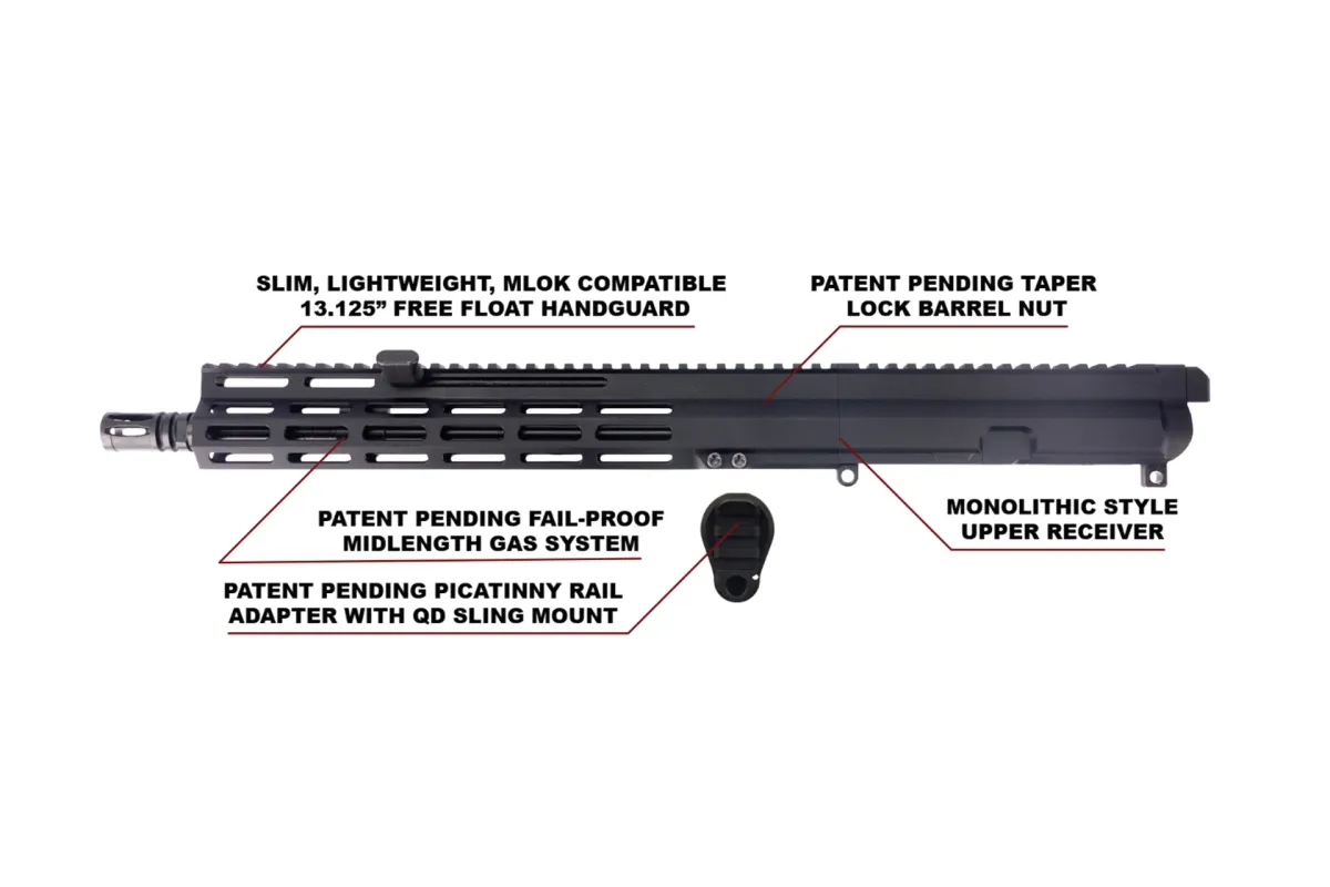Foxtrot Mike Products Foxtrot Mike FM-15 GEN 2 13.9" Front Charging .223 Wylde Midlength AR-15 Complete Upper - Upper Receiver for AR-15 - view 3