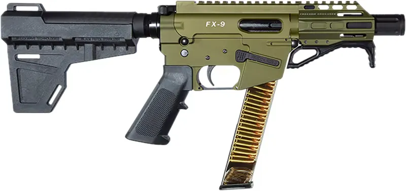 Freedom Ordnance FX9P4-ODG FX-9 Pistol 9mm 4" 31+1 OD Green KAK Shockwave Brace - Complete Rifle, vista 1