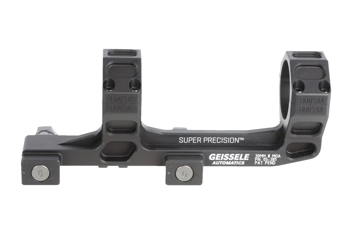 Geissele Automatics Super Precision AR-15/M4 30mm 7075 T6 Aluminum Extended Scope Mount, Hardcoat Anodized Black - 05381B - Optic Mount - view 1