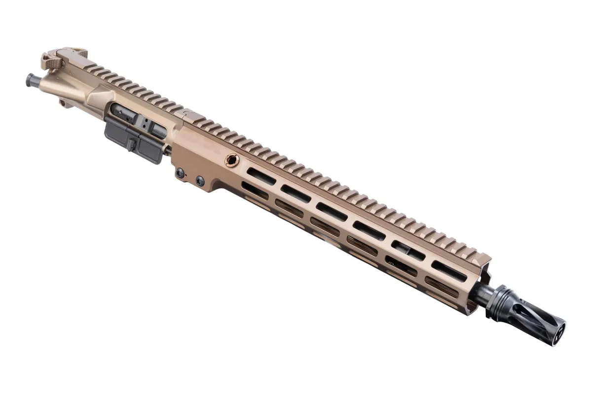 Geissele Automatics Super Duty Mod 1 13.90" Upper 5.56x45mm 1:7 M-LOK Rail with BCG and CH, Desert Dirt - 08-546S - Upper Receiver for AR-15, vista 1