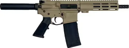 Great Lakes Firearms and Ammunition Great Lakes Firearms AR-15 Pistol, .223 Wylde 7.5" Black Nitride Barrel, 7.25" M-LOK Rail, 7075 T6 Receiver, Flat Dark Earth Cerakote - GL15223P FDE - Barrel for AR-15 - view 1