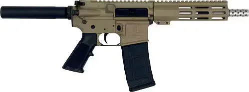 Great Lakes Firearms AR-15 Pistol, .223 Wylde 7.5" Stainless Barrel, 7.25" M-LOK Rail, 7075 T6 Receiver, Flat Dark Earth Cerakote - GL15223SSP FDE - Complete Rifle - view 1
