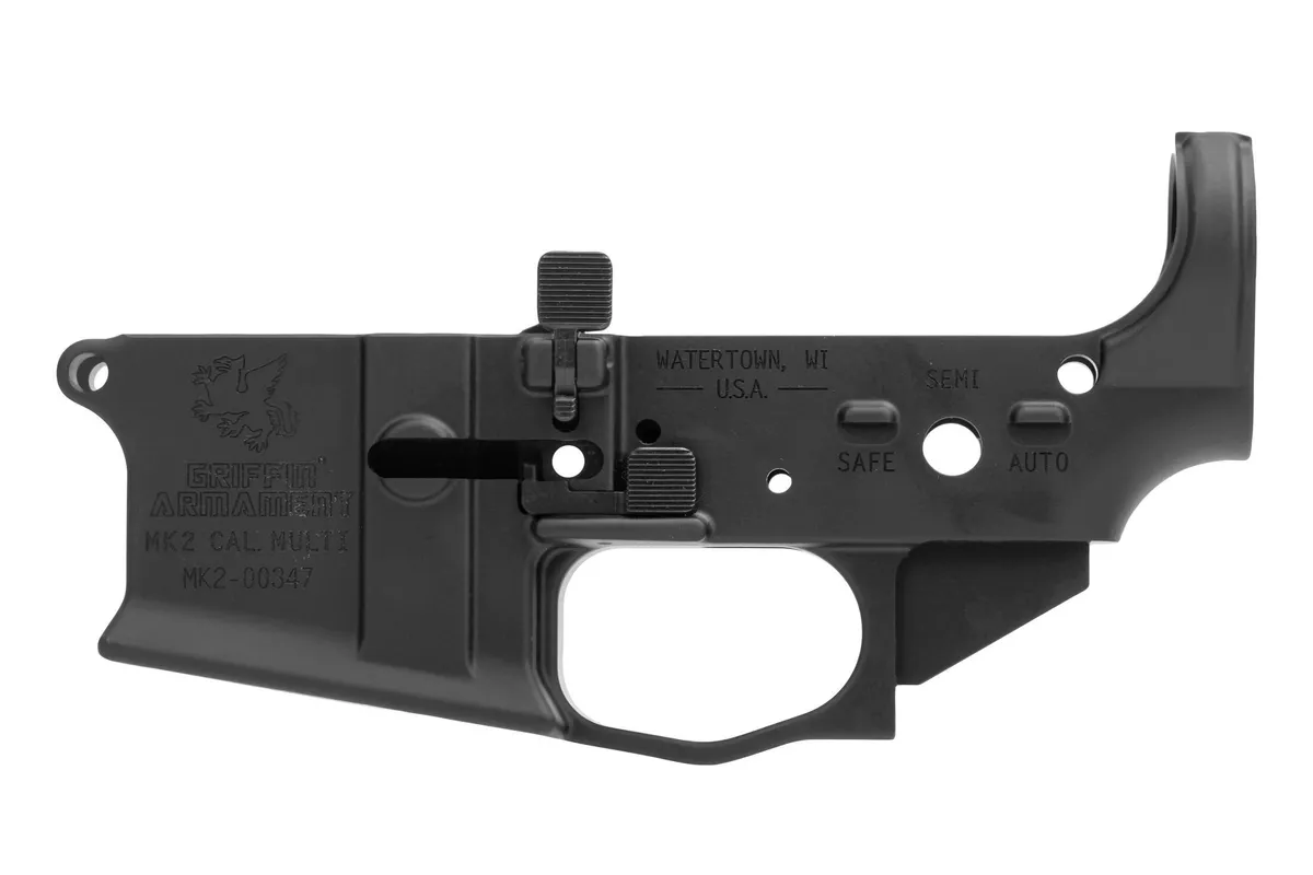 Griffin Armament MK2 Ambi Stripped AR-15 Lower Receiver - Ambidextrous Controls - Flared Magwell - Anodized Black - MK2AL - Lower Receiver for AR-15, vista 3