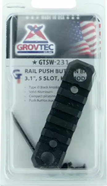 GrovTec KeyMod Aluminum 5-Slot Picatinny Rail w/ Push Button Base, Type III Anodized Black - GTSW231 - Handguard for AR-15 - view 1