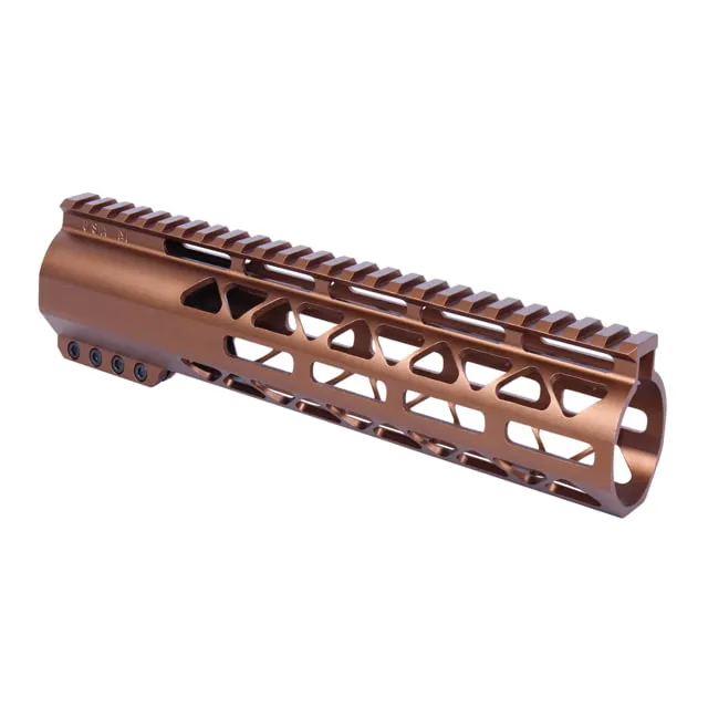 Guntec USA 10in .308 Caliber AIR-LOK Series M-LOK Compression Free Floating Handguard With Monolithic Top Rail Anodized Bronze - Handguard for AR-15, vista 1