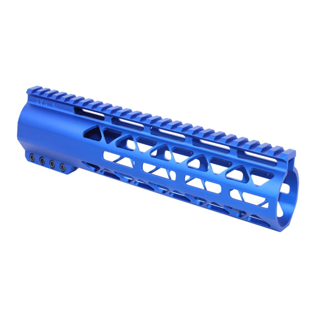 Guntec USA 10in AIR-LOK Series M-LOK Compression Free Floating Handguard With Monolithic Top Rail .308 Cal Anodized Blue - Handguard for AR-15, vista 1
