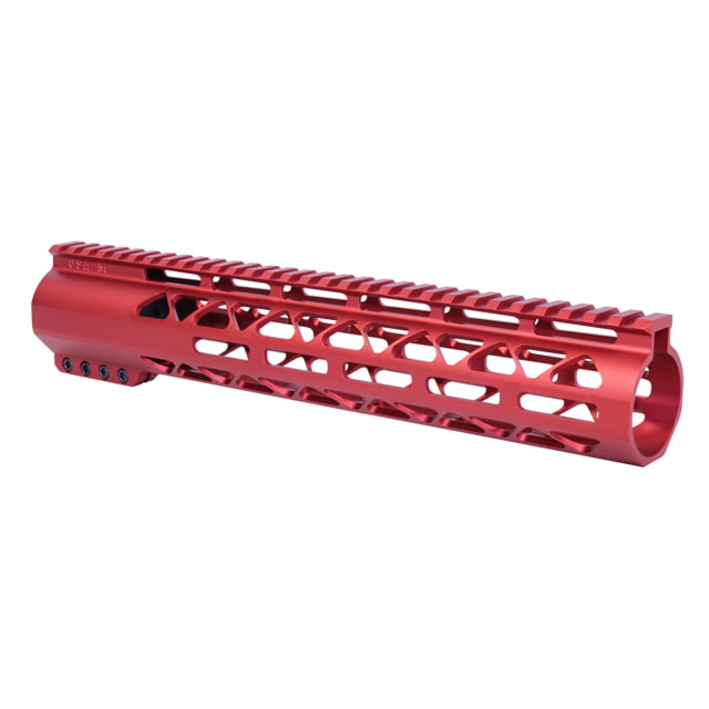 Guntec USA 12in AIR-LOK Series M-LOK Compression Free Floating Handguard With Monolithic Top Rail .308 Cal Anodized Red - Handguard for AR-15, vista 1