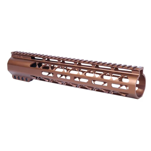 Guntec USA 12in AIR-LOK Series M-LOK Compression Free Floating Handguard With Monolithic Top Rail .308 Cal Anodized Bronze - Handguard for AR-15 - view 1