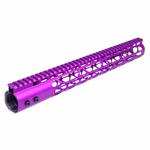 Guntec USA 15in Air Lite Series M-Lok Free Floating Handguard With Monolithic Top Rail Anodized Purple - Handguard for AR-15, vista 1
