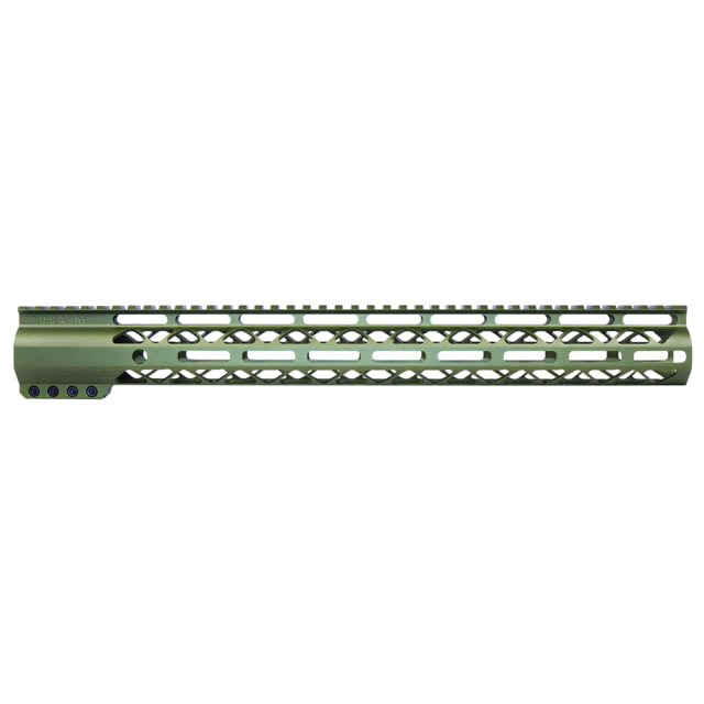 Guntec USA 16.5in AIR-LOK Series M-LOK Compression Free Floating Handguard w/ Monolithic Top Rail Anodized Green - Handguard for AR-15, vista 1