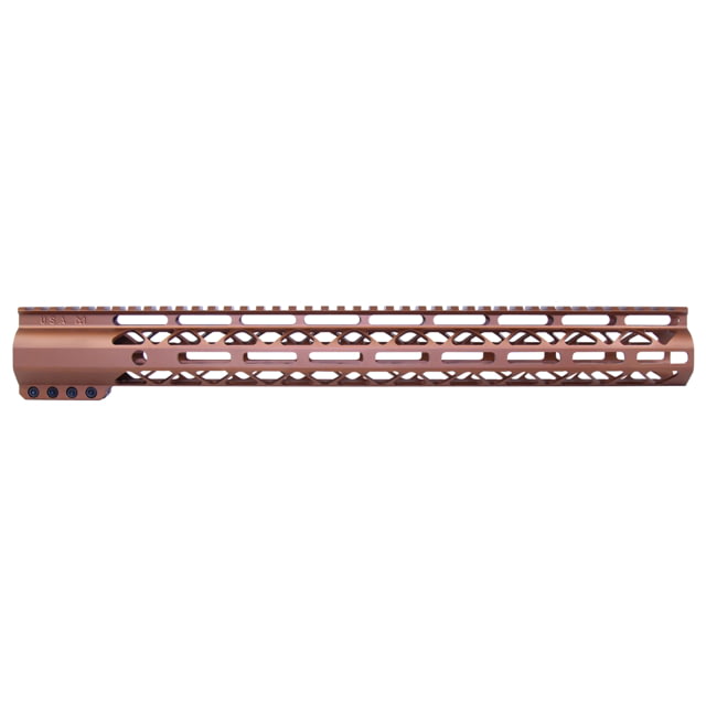 Guntec USA 16.5in AIR-LOK Series M-LOK Compression Free Floating Handguard w/ Monolithic Top Rail Anodized Bronze - Handguard for AR-15, vista 1