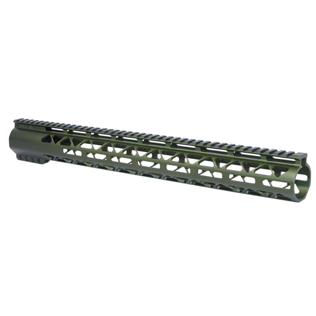Guntec USA 16.5in AIR-LOK Series M-LOK Compression Free Floating Handguard With Monolithic Top Rail .308 Cal Anodized Green - Handguard for AR-15 - view 1