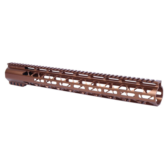 Guntec USA 16.5in AIR-LOK Series M-LOK Compression Free Floating Handguard With Monolithic Top Rail .308 Cal Anodized Bronze - Handguard for AR-15 - view 1