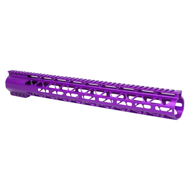 Guntec USA 16.5in AIR-LOK Series M-LOK Compression Free Floating Handguard With Monolithic Top Rail .308 Cal Anodized Purple - Handguard for AR-15, vista 1