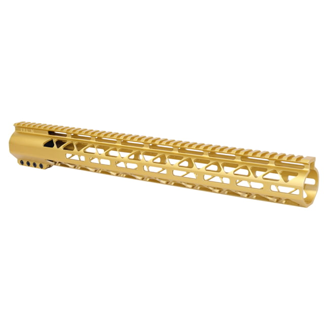 Guntec USA 16.5in AIR-LOK Series M-LOK Compression Free Floating Handguard With Monolithic Top Rail .308 Cal Anodized Gold - Handguard for AR-15, vista 1