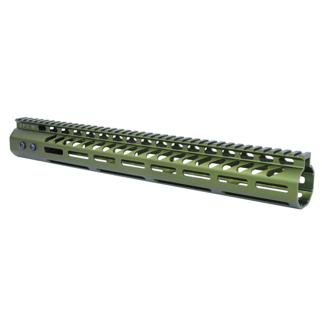 Guntec USA .308 Caliber Ultra Lightweight Thin M-LOK System Free Floating Handguard w/Monolithic Top Rail 15in Anodized Green - Handguard for AR-15, vista 1