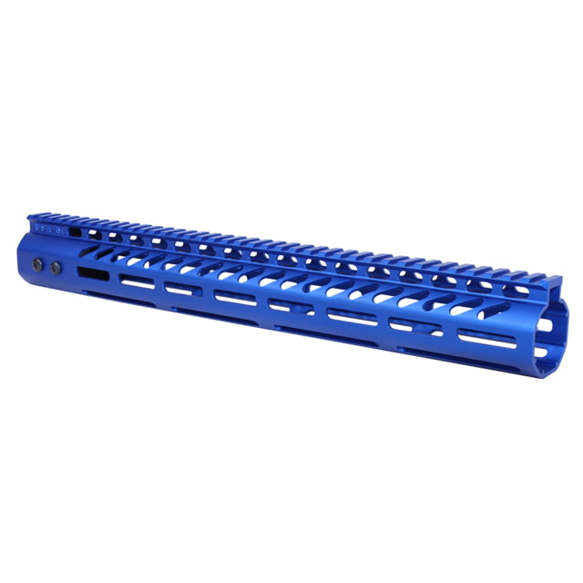 Guntec USA .308 Caliber Ultra Lightweight Thin M-LOK System Free Floating Handguard w/Monolithic Top Rail 15in Anodized Blue - Handguard for AR-15, vista 1