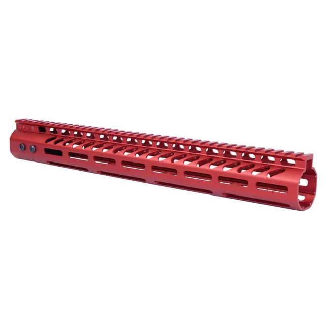 Guntec USA .308 Caliber Ultra Lightweight Thin M-LOK System Free Floating Handguard w/Monolithic Top Rail 15in Anodized Red - Handguard for AR-15, vista 1