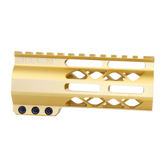 Guntec USA 5" AIR-LOK Series M-LOK Compression Free Floating Handguard w/ Monolithic Top Rail Anodized Gold - Handguard for AR-15, vista 1