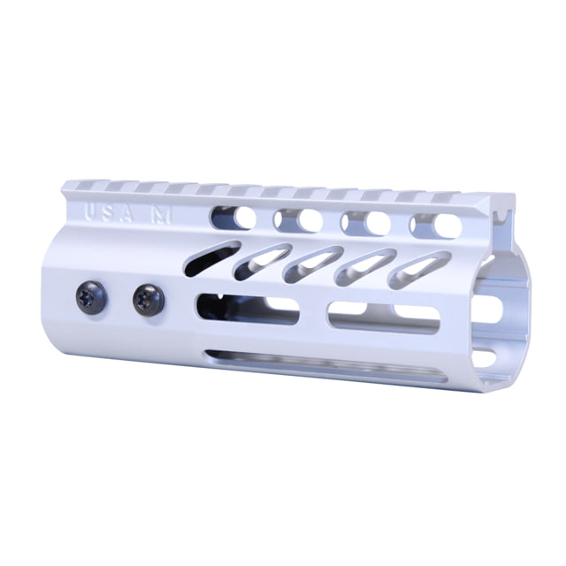 Guntec USA 5'' Ultra Lightweight Thin M-LOK Free Floating Handguard w/ Monolithic Top Rail Anodized Clear - Handguard for AR-15, vista 1