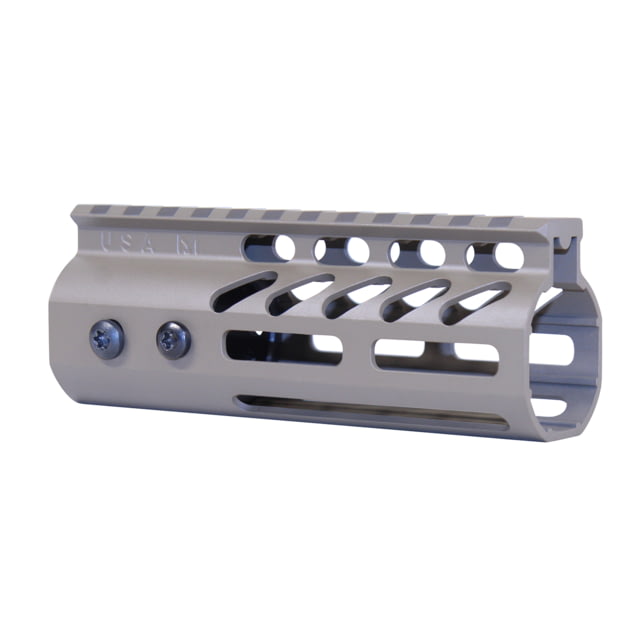 Guntec USA 5'' Ultra Lightweight Thin M-LOK Free Floating Handguard w/ Monolithic Top Rail Cerakote Flat Dark Earth - Handguard for AR-15, vista 1