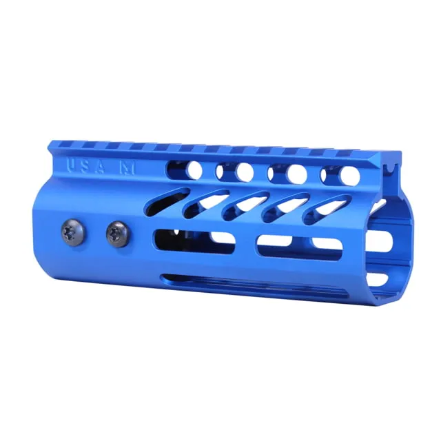 Guntec USA 5'' Ultra Lightweight Thin M-LOK Free Floating Handguard w/ Monolithic Top Rail Anodized Blue - Handguard for AR-15, vista 1