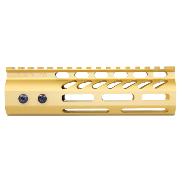 Guntec USA 6.75'' ULtra Lightweight Thin M-LOK Free Floating Handguard w/ Monolithic Top Rail Anodized Gold - Handguard for AR-15, vista 1