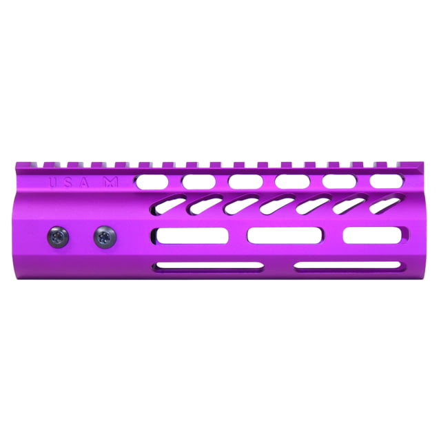Guntec USA 6.75'' ULtra Lightweight Thin M-LOK Free Floating Handguard w/ Monolithic Top Rail Anodized Purple - Handguard for AR-15, vista 1