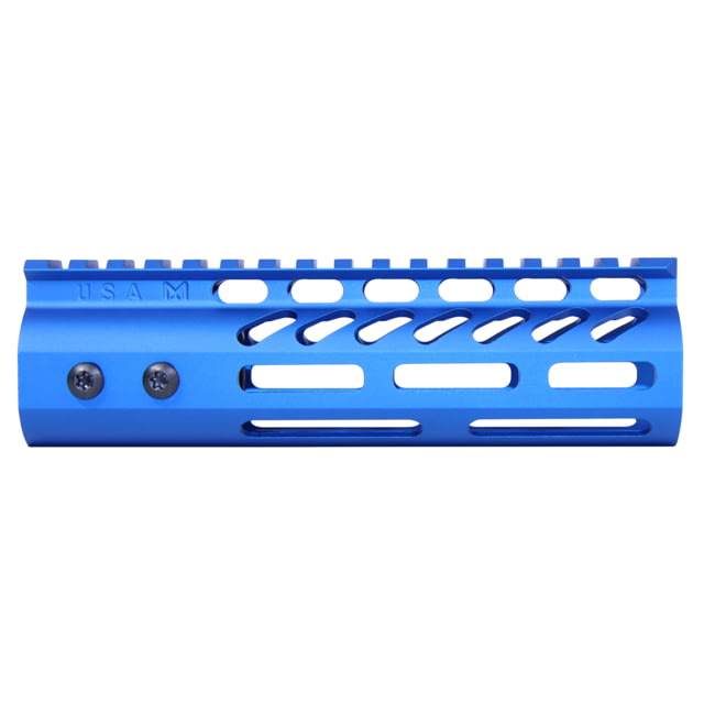 Guntec USA 6.75'' ULtra Lightweight Thin M-LOK Free Floating Handguard w/ Monolithic Top Rail Anodized Blue - Handguard for AR-15, vista 1